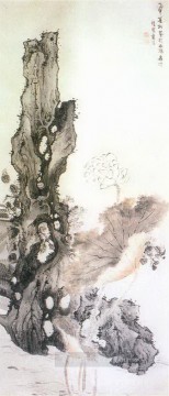 Lan ying flor y roca chino tradicional Pinturas al óleo